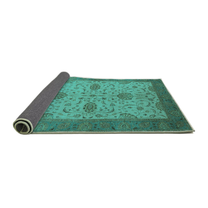 Sideview of Oriental Turquoise Industrial Rug, urb946turq
