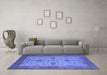 Machine Washable Oriental Blue Industrial Rug in a Living Room, wshurb946blu