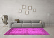 Machine Washable Oriental Pink Industrial Rug in a Living Room, wshurb946pnk