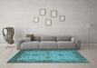 Machine Washable Oriental Light Blue Industrial Rug in a Living Room, wshurb946lblu