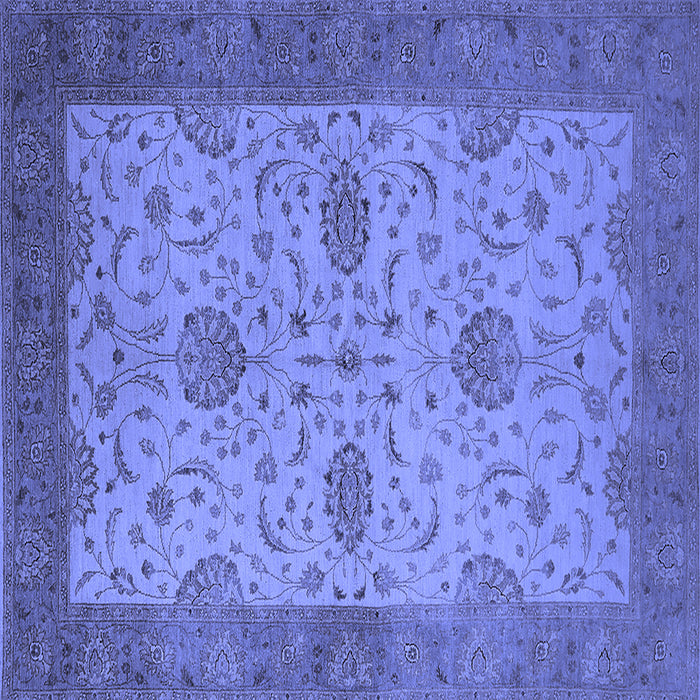 Square Machine Washable Oriental Blue Industrial Rug, wshurb946blu