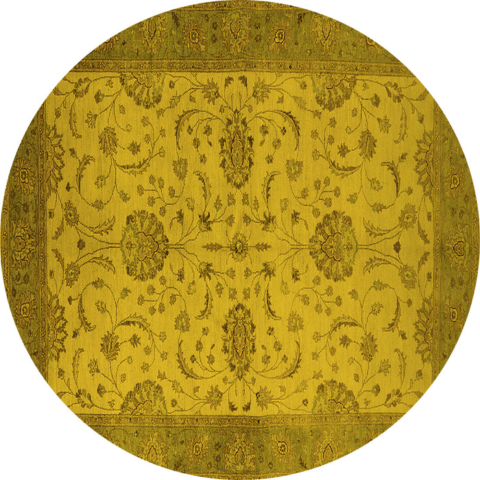 Round Oriental Yellow Industrial Rug, urb946yw