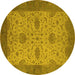 Round Oriental Yellow Industrial Rug, urb946yw