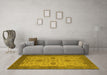 Machine Washable Oriental Yellow Industrial Rug in a Living Room, wshurb946yw