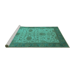 Sideview of Machine Washable Oriental Turquoise Industrial Area Rugs, wshurb946turq