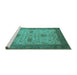 Sideview of Machine Washable Oriental Turquoise Industrial Area Rugs, wshurb946turq