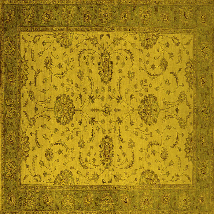 Square Machine Washable Oriental Yellow Industrial Rug, wshurb946yw