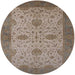 Round Mid-Century Modern Camel Brown Oriental Rug, urb946