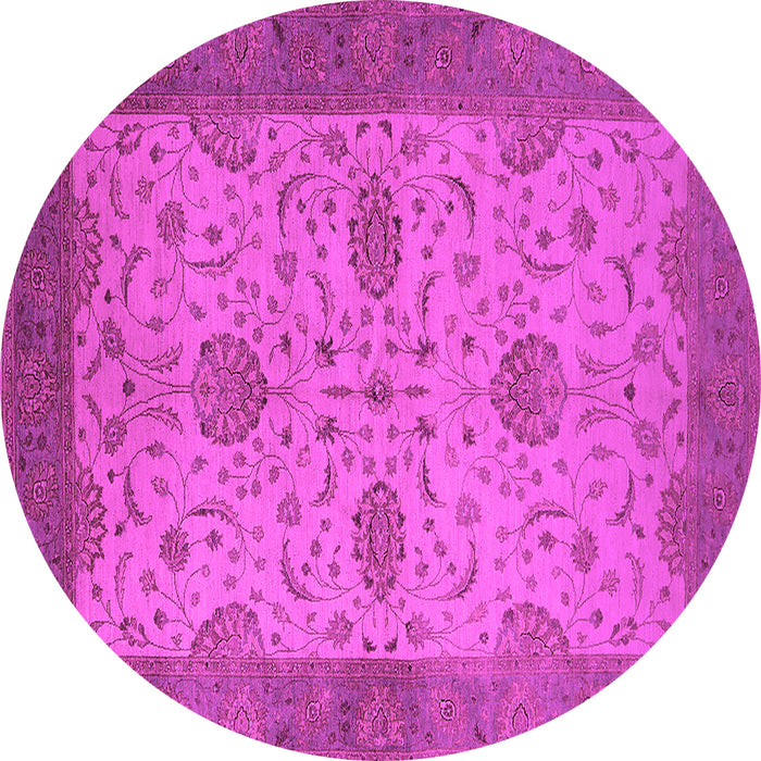Round Machine Washable Oriental Pink Industrial Rug, wshurb946pnk