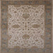 Square Mid-Century Modern Camel Brown Oriental Rug, urb946