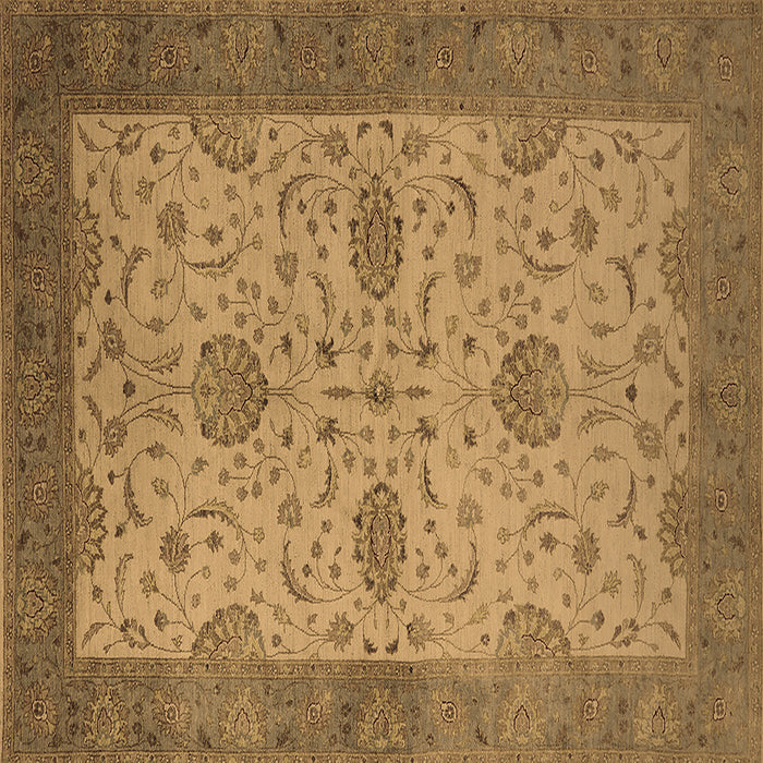 Square Machine Washable Oriental Brown Industrial Rug, wshurb946brn