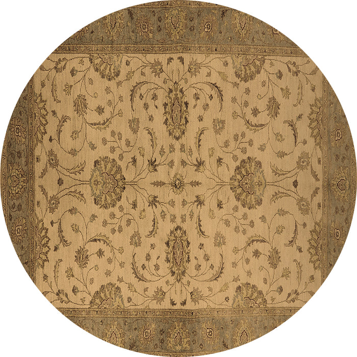 Round Oriental Brown Industrial Rug, urb946brn