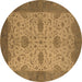 Round Oriental Brown Industrial Rug, urb946brn