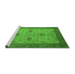 Sideview of Machine Washable Oriental Green Industrial Area Rugs, wshurb946grn