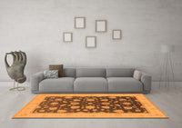 Machine Washable Oriental Orange Industrial Rug, wshurb947org