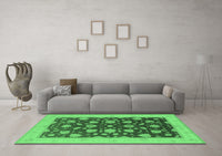 Machine Washable Oriental Emerald Green Industrial Rug, wshurb947emgrn