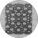 Round Machine Washable Oriental Gray Industrial Rug, wshurb947gry