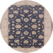 Round Machine Washable Industrial Modern Carbon Gray Rug, wshurb947