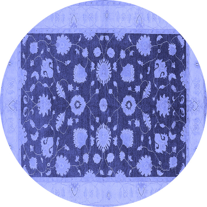 Round Oriental Blue Industrial Rug, urb947blu