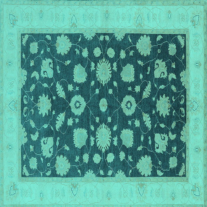 Square Oriental Turquoise Industrial Rug, urb947turq