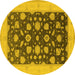 Round Machine Washable Oriental Yellow Industrial Rug, wshurb947yw