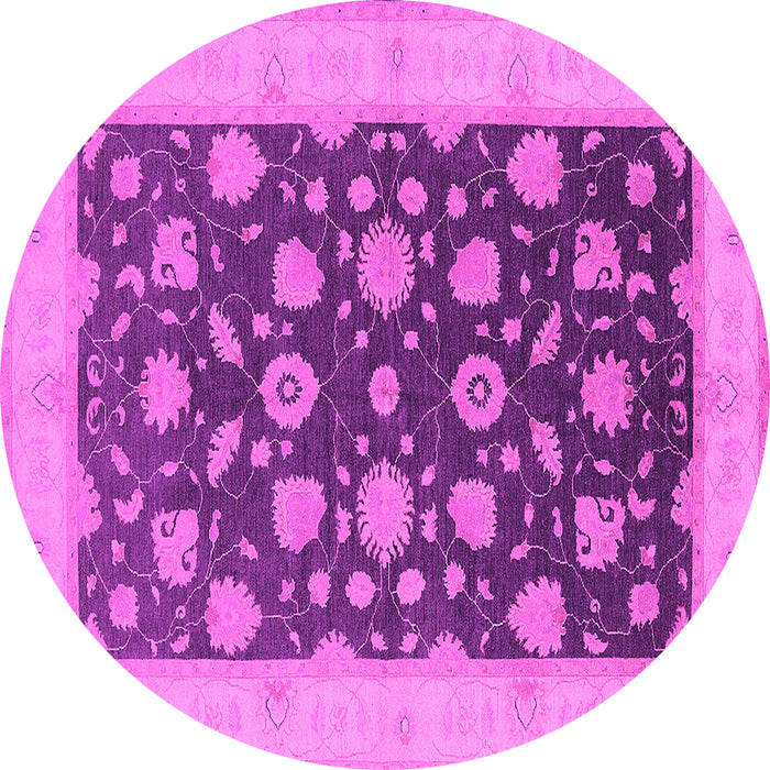Round Machine Washable Oriental Pink Industrial Rug, wshurb947pnk