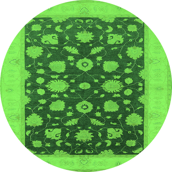 Round Oriental Green Industrial Rug, urb947grn