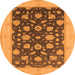 Round Oriental Orange Industrial Rug, urb947org