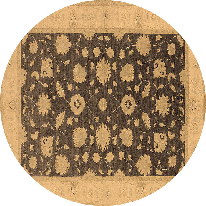 Round Oriental Brown Industrial Rug, urb947brn