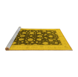 Sideview of Machine Washable Oriental Yellow Industrial Rug, wshurb947yw