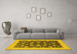 Machine Washable Oriental Yellow Industrial Rug in a Living Room, wshurb947yw