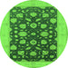 Round Machine Washable Oriental Green Industrial Area Rugs, wshurb947grn