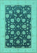 Machine Washable Oriental Turquoise Industrial Area Rugs, wshurb947turq