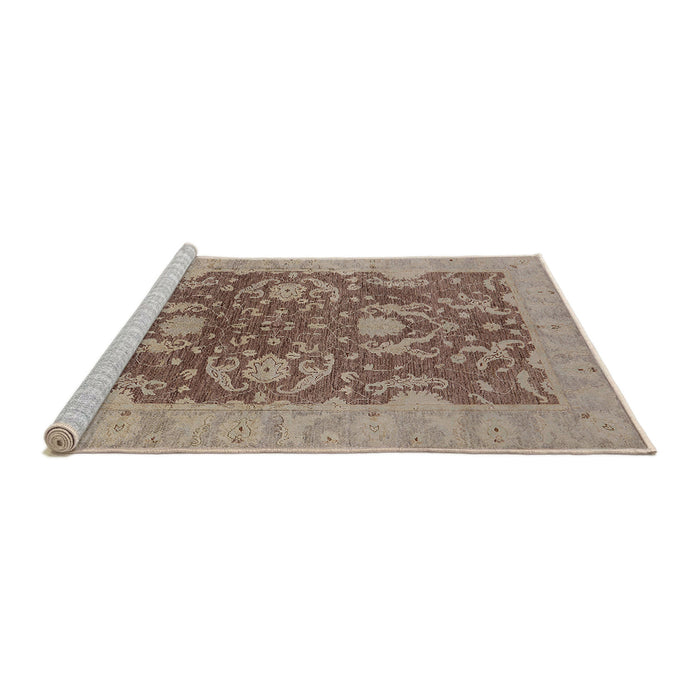 Sideview of Machine Washable Industrial Modern Sienna Brown Rug, wshurb948