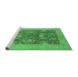 Sideview of Machine Washable Oriental Emerald Green Industrial Area Rugs, wshurb948emgrn