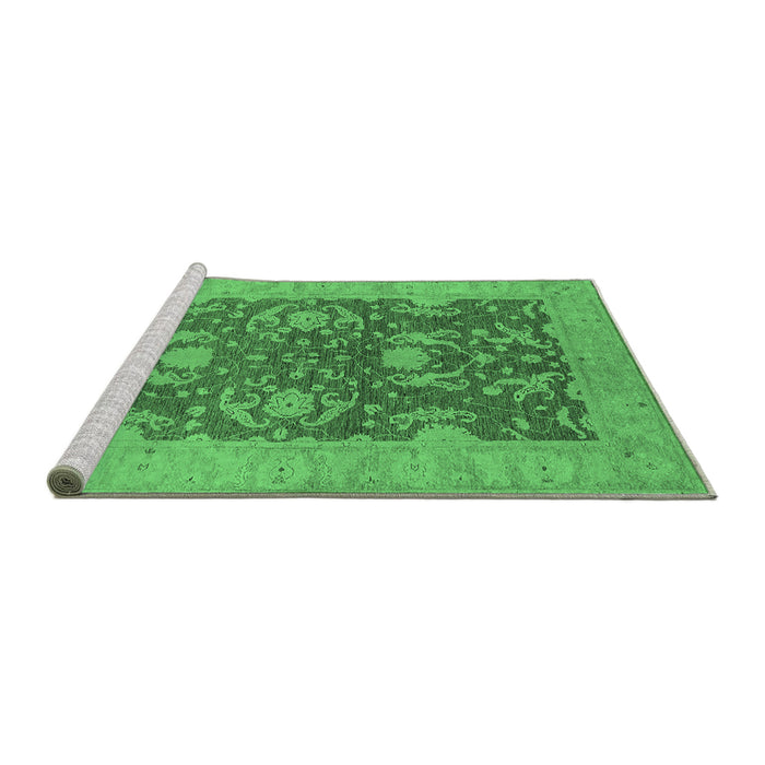 Sideview of Machine Washable Oriental Emerald Green Industrial Area Rugs, wshurb948emgrn