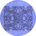 Round Oriental Blue Industrial Rug, urb948blu