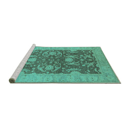 Sideview of Machine Washable Oriental Turquoise Industrial Area Rugs, wshurb948turq