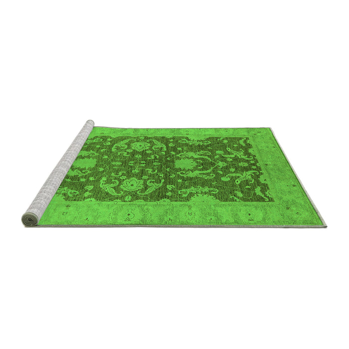 Sideview of Machine Washable Oriental Green Industrial Area Rugs, wshurb948grn