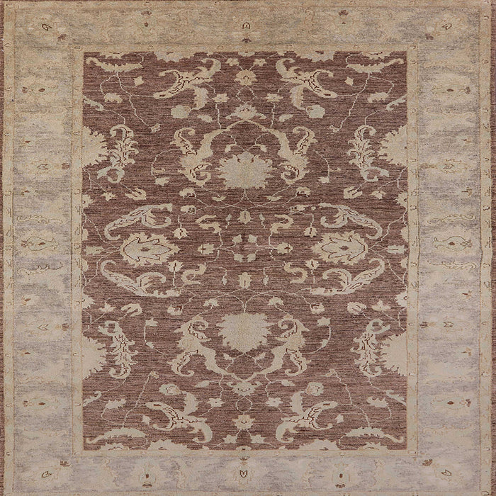 Square Mid-Century Modern Sienna Brown Oriental Rug, urb948