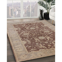 Mid-Century Modern Sienna Brown Oriental Rug, urb948