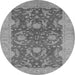 Round Oriental Gray Industrial Rug, urb948gry