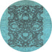 Round Oriental Light Blue Industrial Rug, urb948lblu