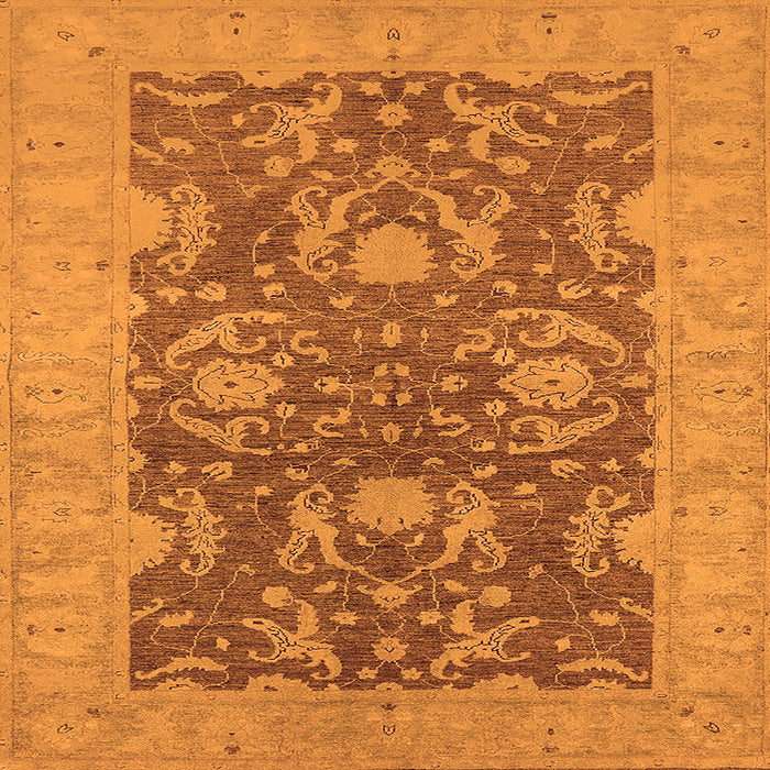 Square Machine Washable Oriental Orange Industrial Area Rugs, wshurb948org