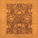 Square Machine Washable Oriental Orange Industrial Area Rugs, wshurb948org