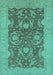 Machine Washable Oriental Turquoise Industrial Area Rugs, wshurb948turq