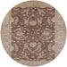 Round Mid-Century Modern Sienna Brown Oriental Rug, urb948