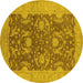 Round Oriental Yellow Industrial Rug, urb948yw