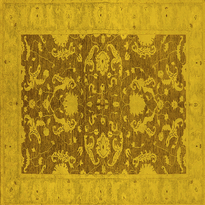Square Machine Washable Oriental Yellow Industrial Rug, wshurb948yw