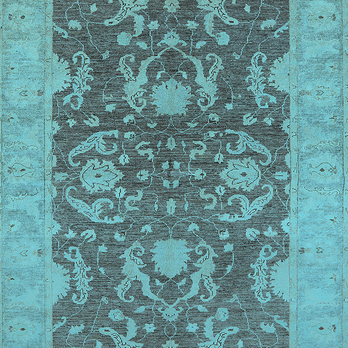 Machine Washable Oriental Light Blue Industrial Rug, wshurb948lblu